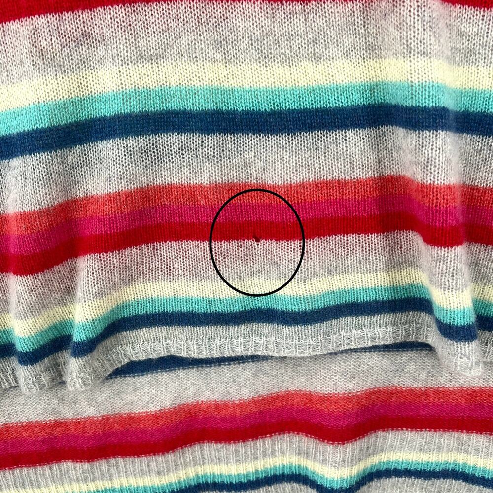 SUBTLE LUXURY Poncho Cashmere Sweater Womens XS Small Heather Gray Multi Stripe - Picture 11 of 13